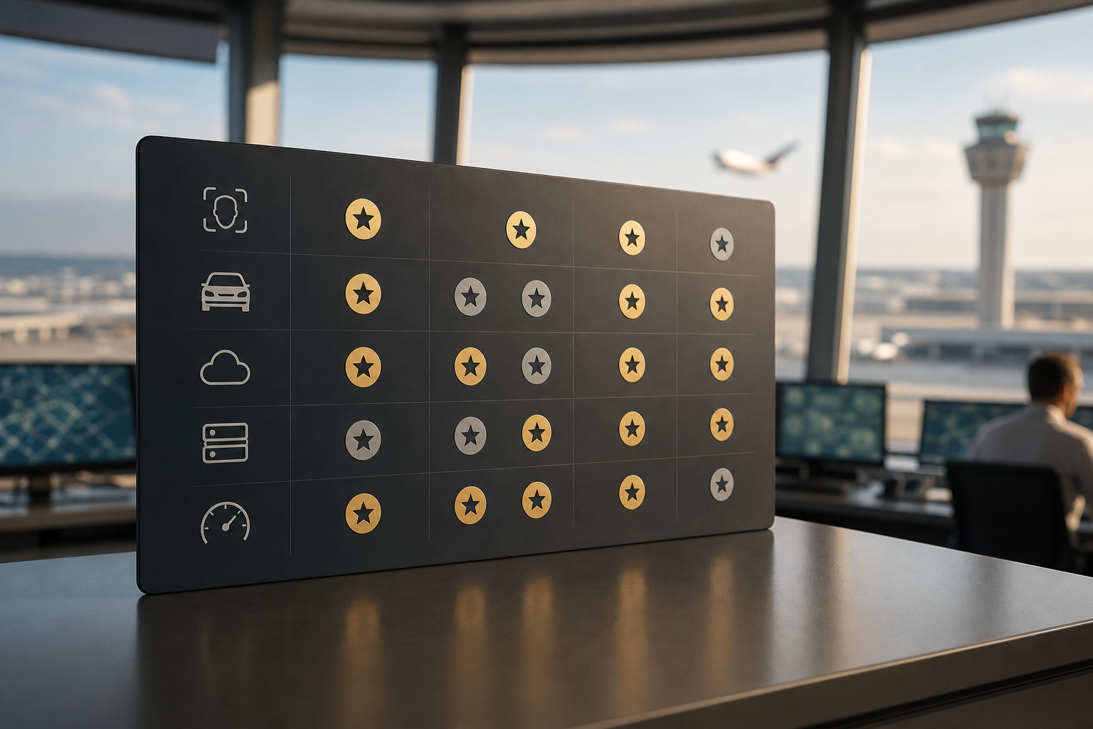 Comparison matrix for airport security platforms: face recognition and license plate reading