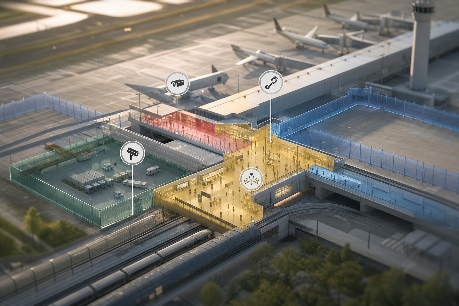 airport perimeter and sterile zone overview for intrusion and perimeter breach detection