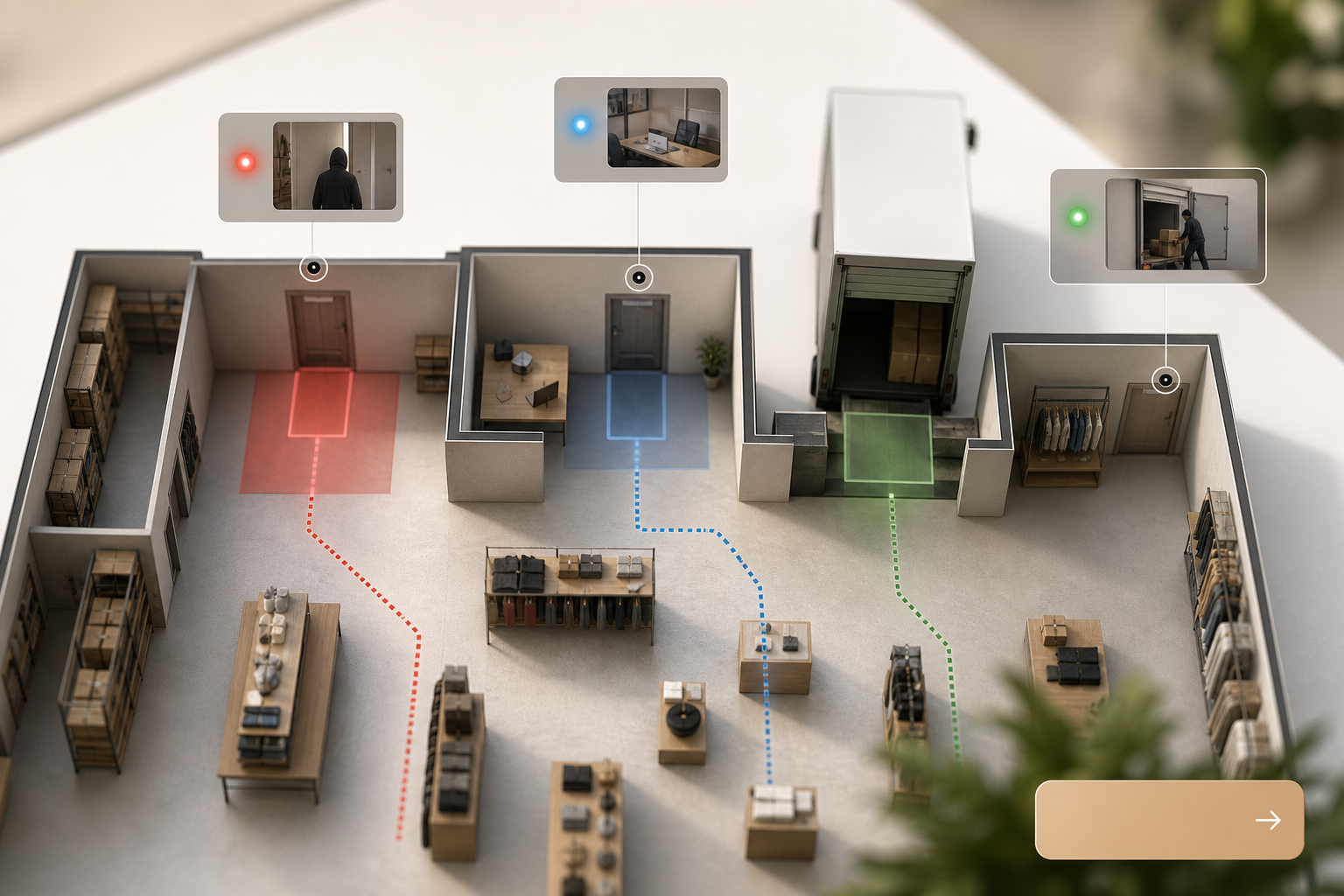 Schedule a free pilot visual with alert icons and virtual lines