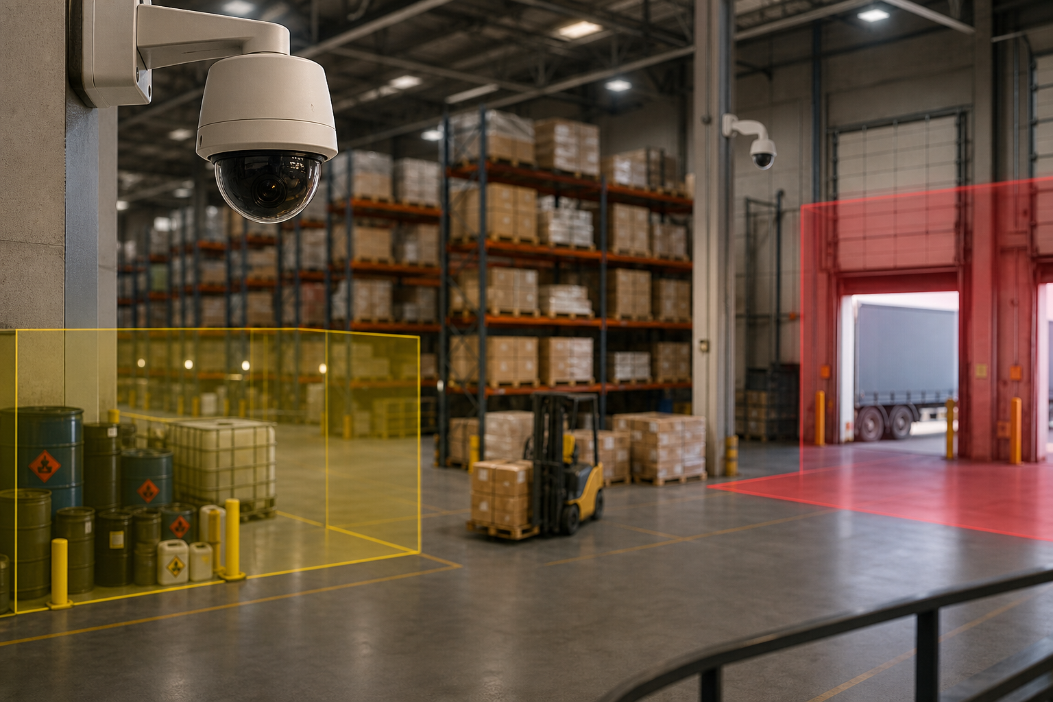 best fire and smoke detection from cctv, warehouse overview