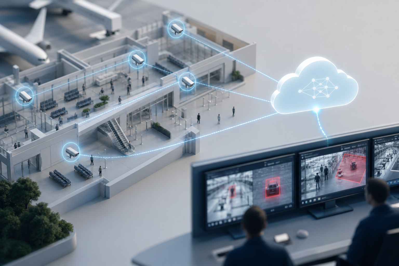 ai add-on for existing security cameras network diagram across terminals
