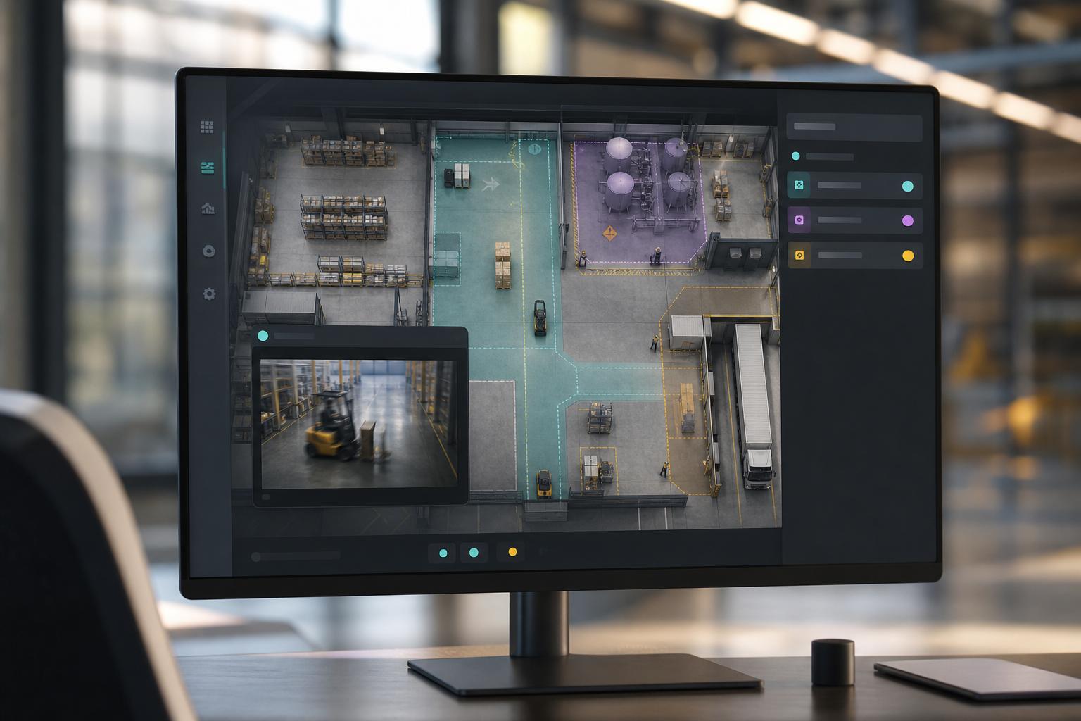 Zone-based monitoring on warehouse map