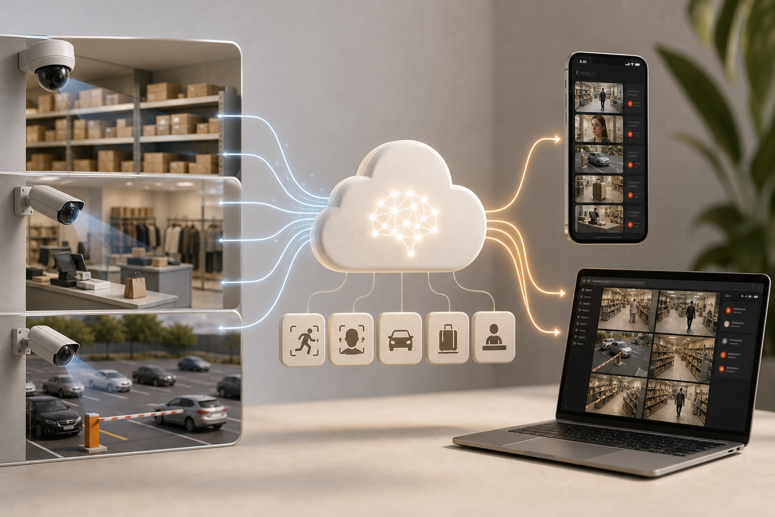 ai add-on for existing security cameras retail architecture diagram
