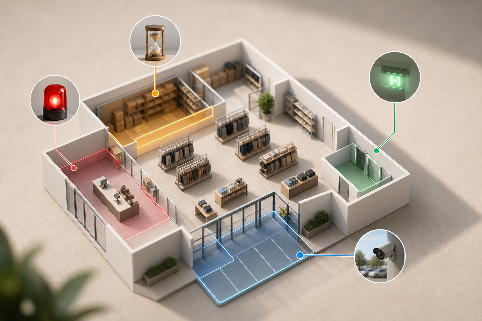 Zone-based monitoring setup on retail floor plan
