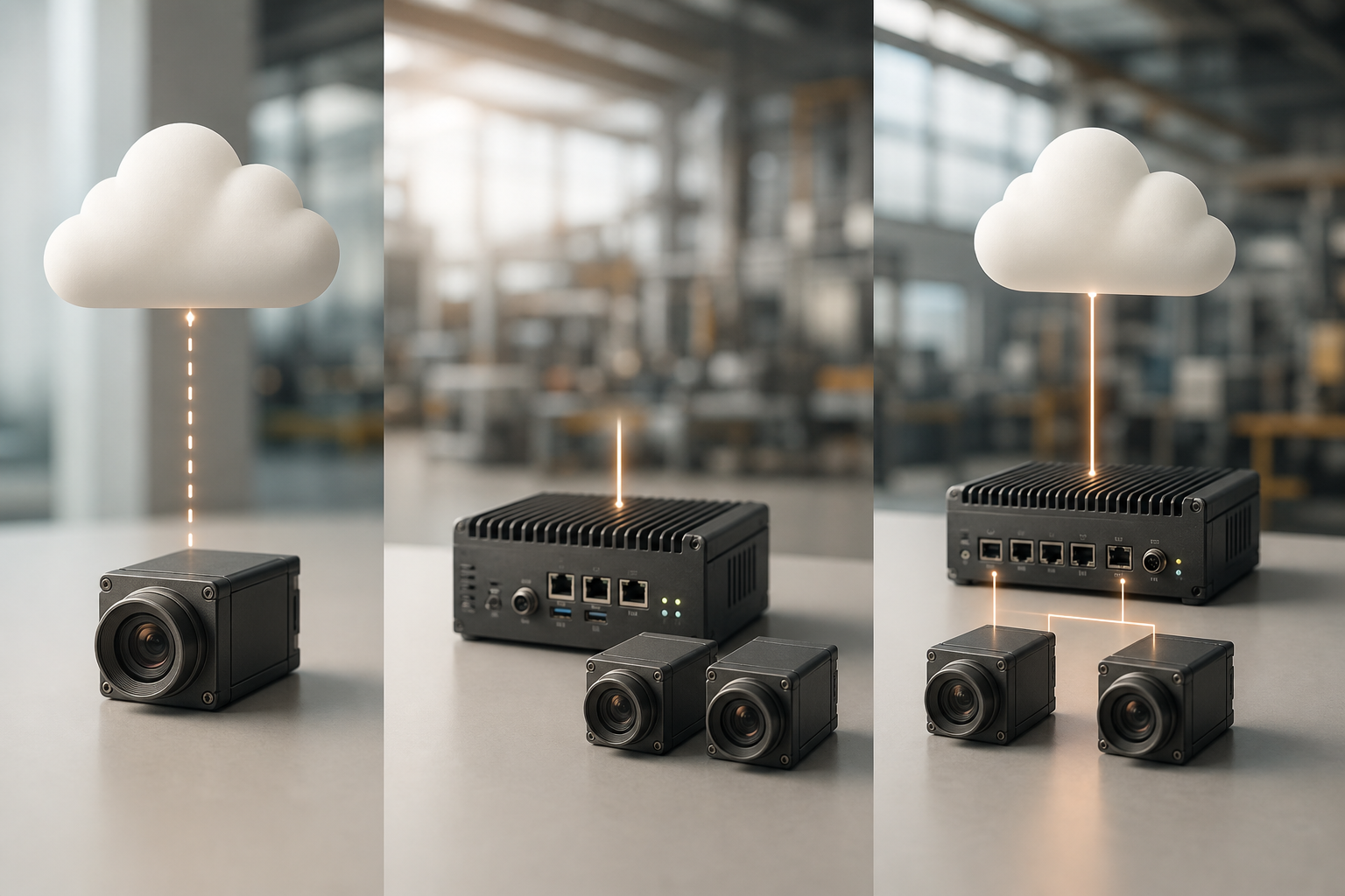 Cloud vs edge vs hybrid comparison chart for AI video analytics